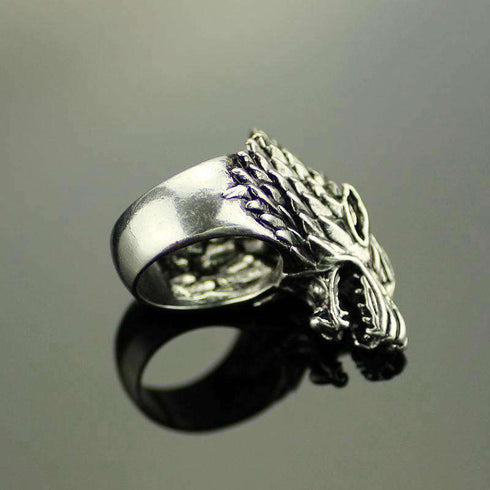 Bague Loup Tête de Loup (Acier)